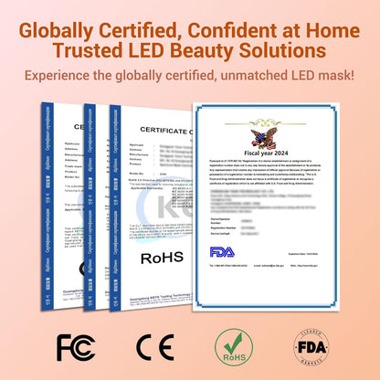 LED Face Mask Light Therapy, 4 Modes Portable Red Light Therapy for Face, 2000Mah Rechargeable Remote, Blue, Orange, 850NM Infrared & Red Light Mask, 400 Leds, Timing Function, at Home & Travel